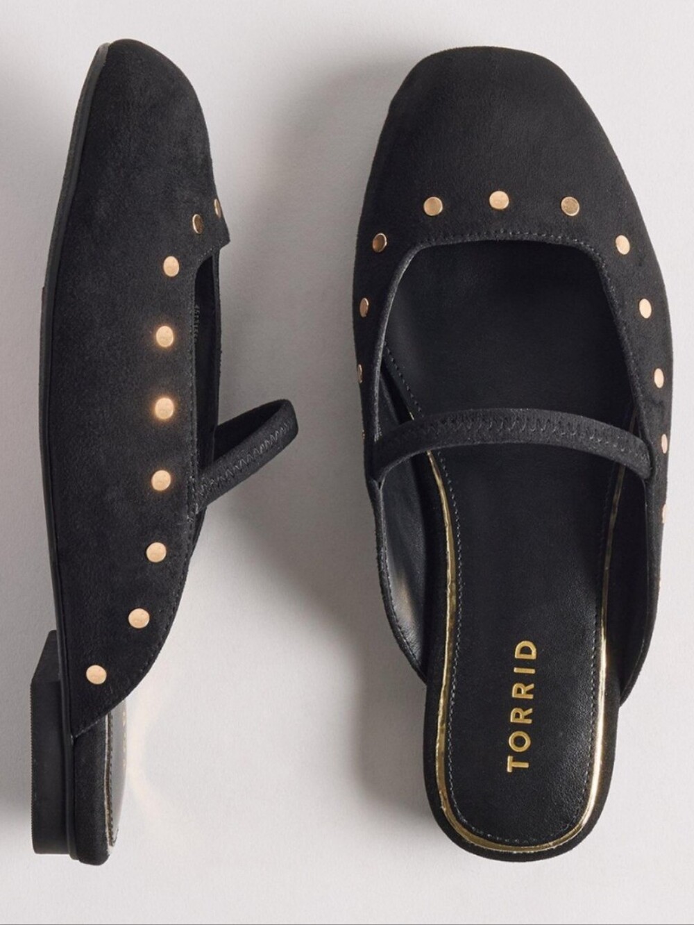 New Torrid Black Mary Jane Mules with Gold Studs Size Women 8 Wide Width